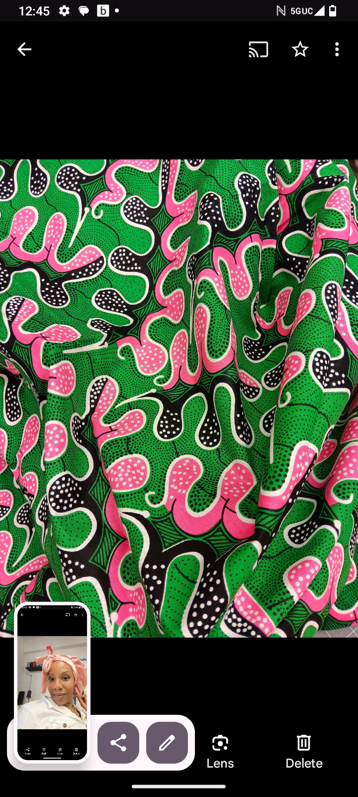 African Pink and Green Floral Print Fabric